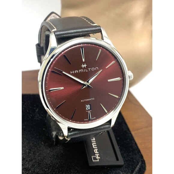 Hamilton Men's Watch H38525771 Thin Swiss Automatic Red Dial Leather Band 40mm - Picture 14 of 15